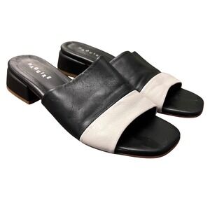 Maguire Leather Slide Sandals Womens EU 38 Black White Block Heel Italy